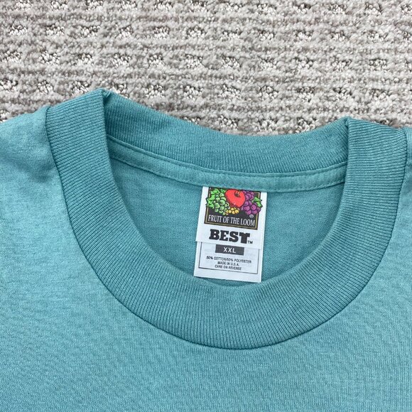 Vintage 90s T-Shirt Single Stitch Men XXL Teal The Pickup Fruit Of The Loom Best - Picture 5 of 10